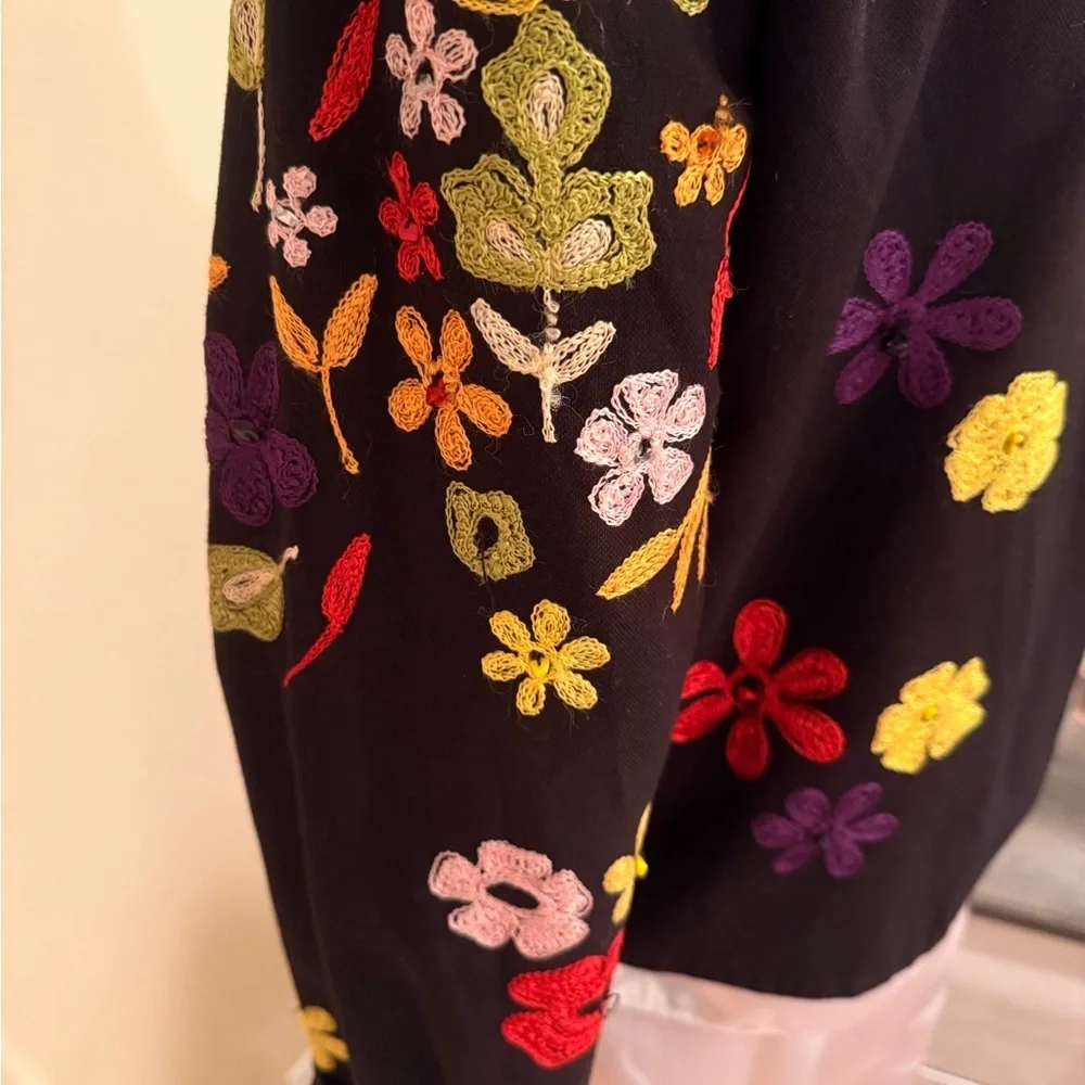 ANAGE Embroidered Floral Cotton Jacket Shirt | Size M